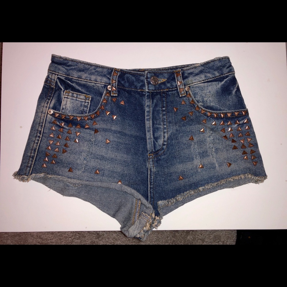 Topshop Moto High Waist Studded Short